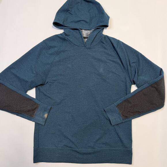Lululemon Hoodie Mens Large Blue Gray Reversible Raglan Pullover Athletic Tech - Picture 3 of 10
